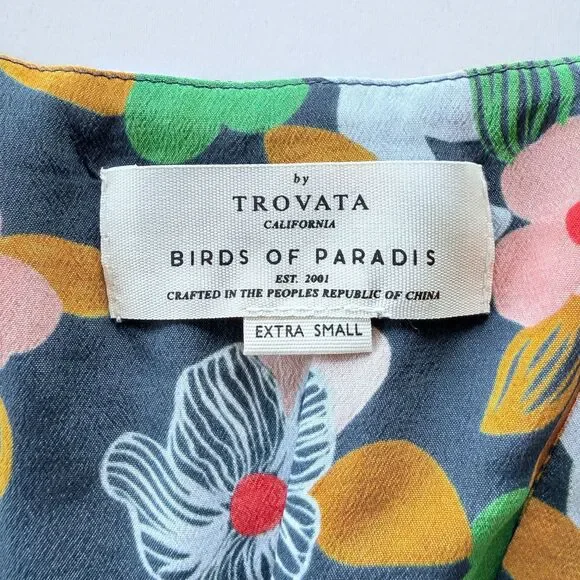 NEW Trovata Birds of Paradis Silk-Blend Gia Dress in Wild Hibiscus Print Size XS - Picture 9 of 15